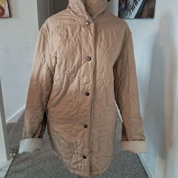 Ensign Collection Coat Women's Large L Cream Floral Winter Warm Embroidered Fall - Picture 3 of 11